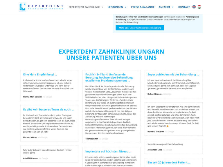 Die vielen positiven Patientenbewertungen schaffen Vertrauen in die Zahnklinik